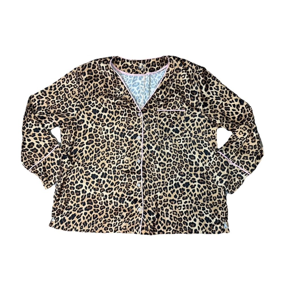 Summersalt Womens XL Cloud 9 Boyfriend Sleep Shirt Leopard Pink Sky Animal Print